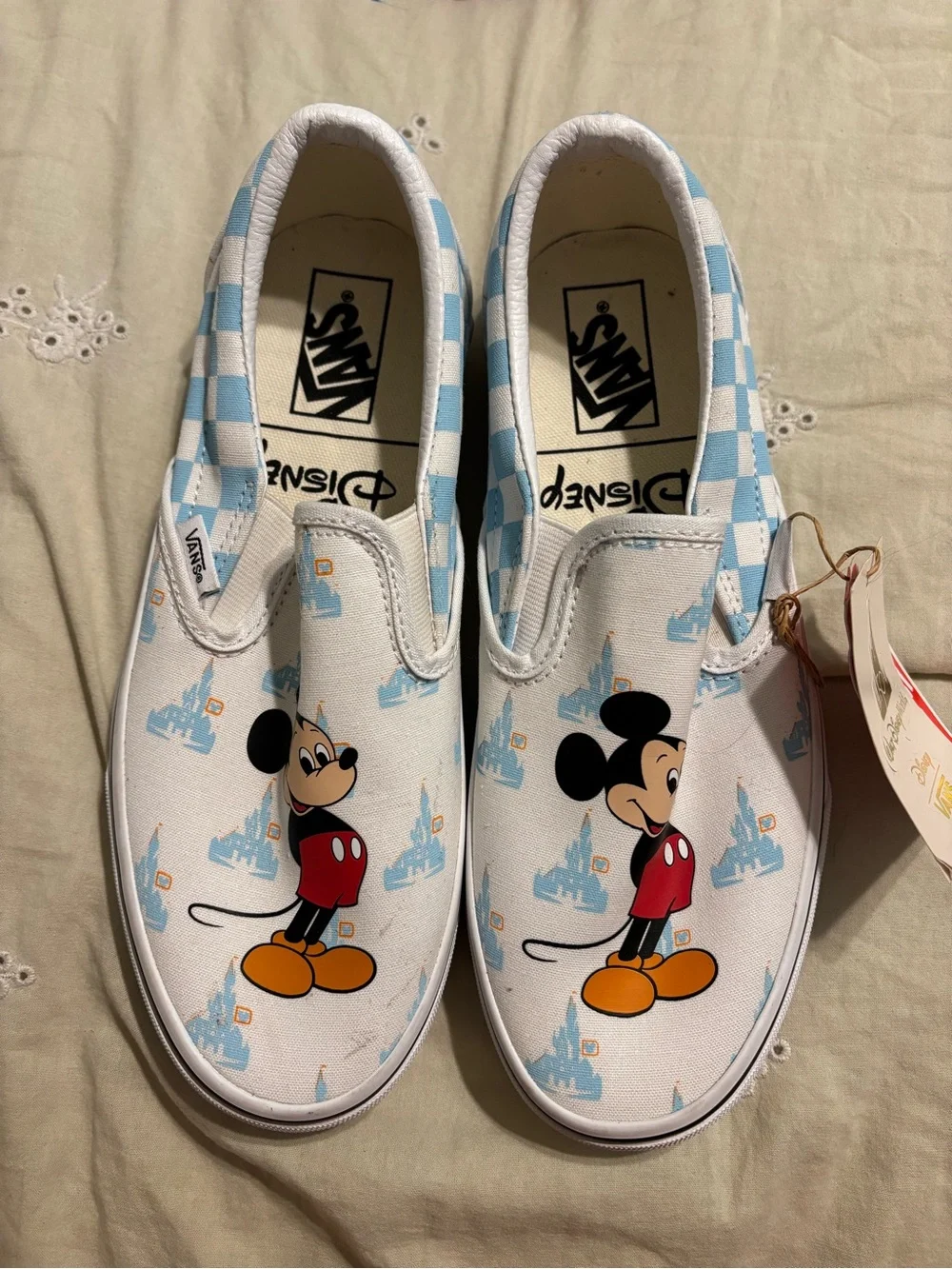 Disney Kids Mickey Mouse Slip-On Sneakers - White/Blue/Red/Yellow